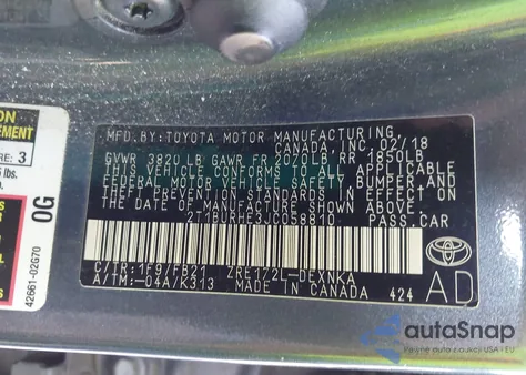 2018 Toyota Corolla Le z USA, uszkodzony, nr VIN 2T1BURHE3JC058810